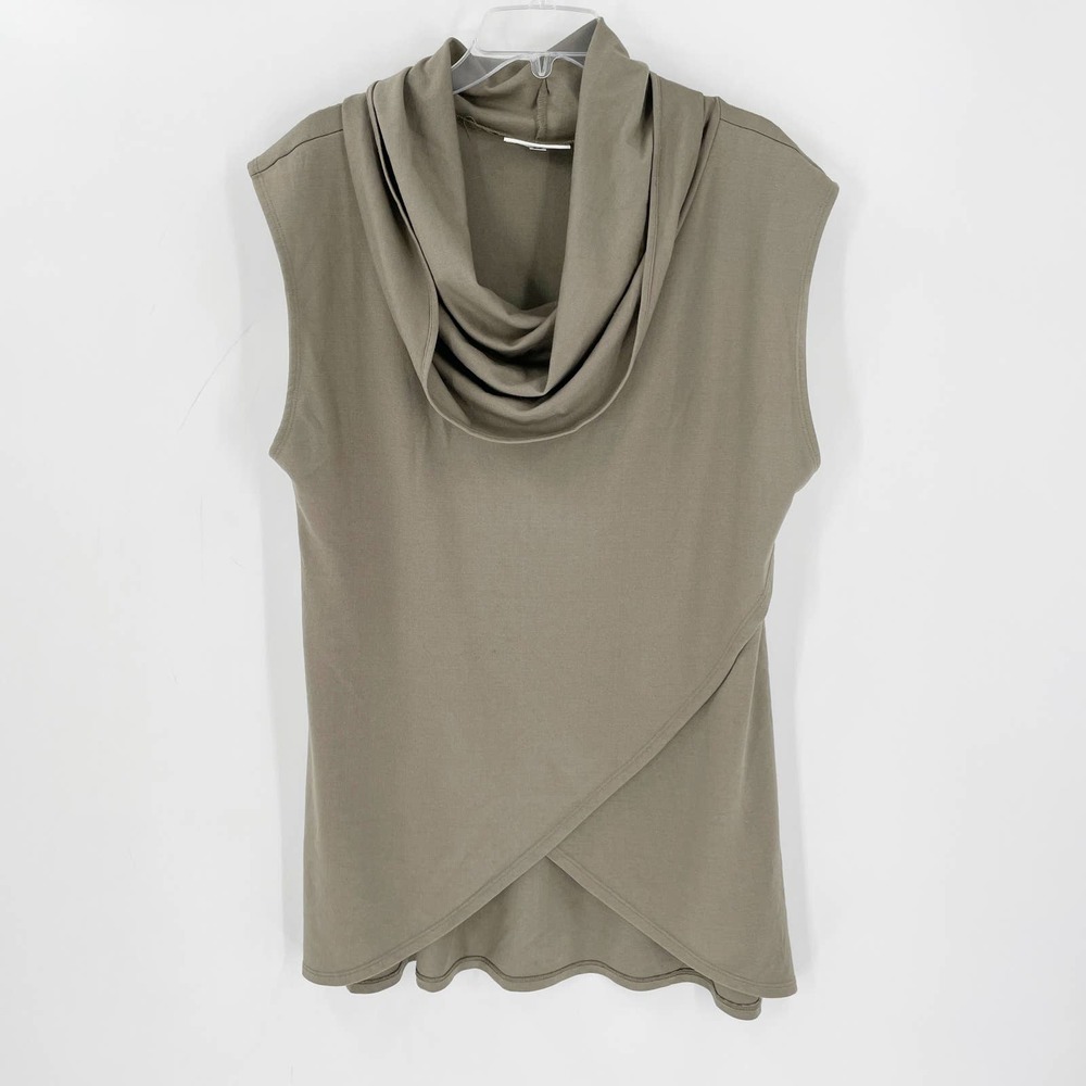 Bryn Walker Lagenlook Cowl Neck Asymmetric Top Taupe. Runs large: layered look.